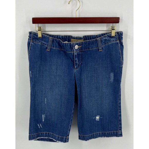 Old Navy Pants - Old Navy Maternity Bermuda Jean Shorts Size 8 Blue Denim Drawstring Waist Womens